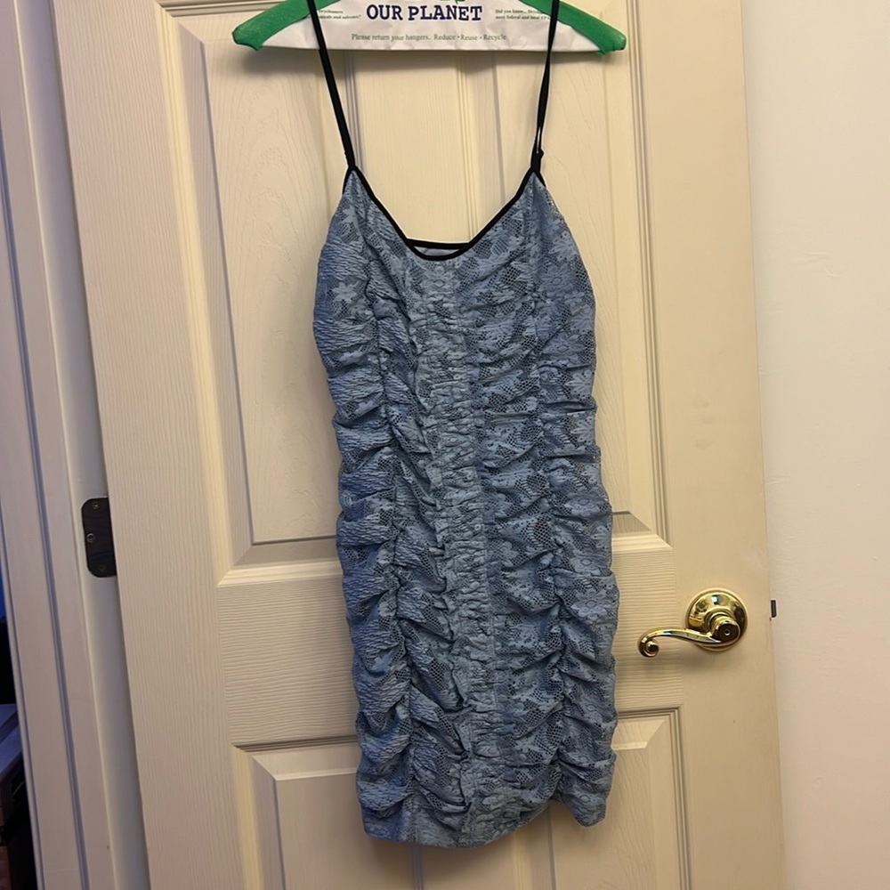 Urban tight blue lace ruffled dress.